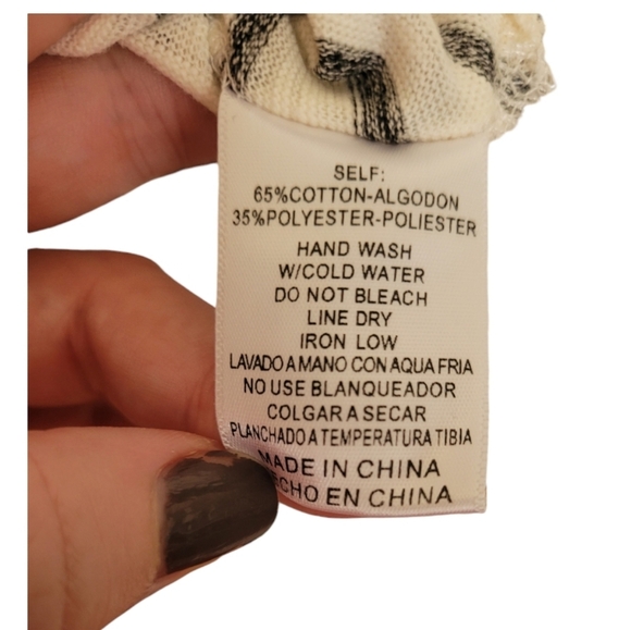 Listicle Black White High Low Striped Pocket Short Sleeve Dress Size Large - Picture 11 of 12